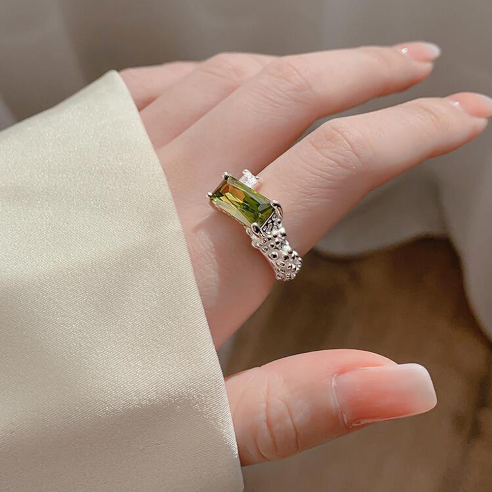 Adjustable Green Zirconia Geometric Ring Rings Claire & Clara 