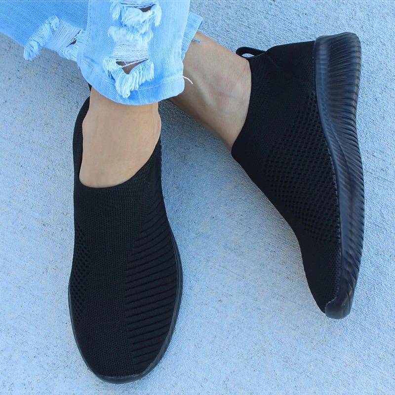 Aleena Slip On Knit Sneakers Shoes Claire & Clara Black 5 