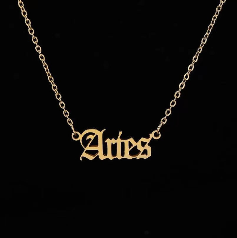 Alphabet Constellation Necklace Necklace Claire & Clara Gold Aries 