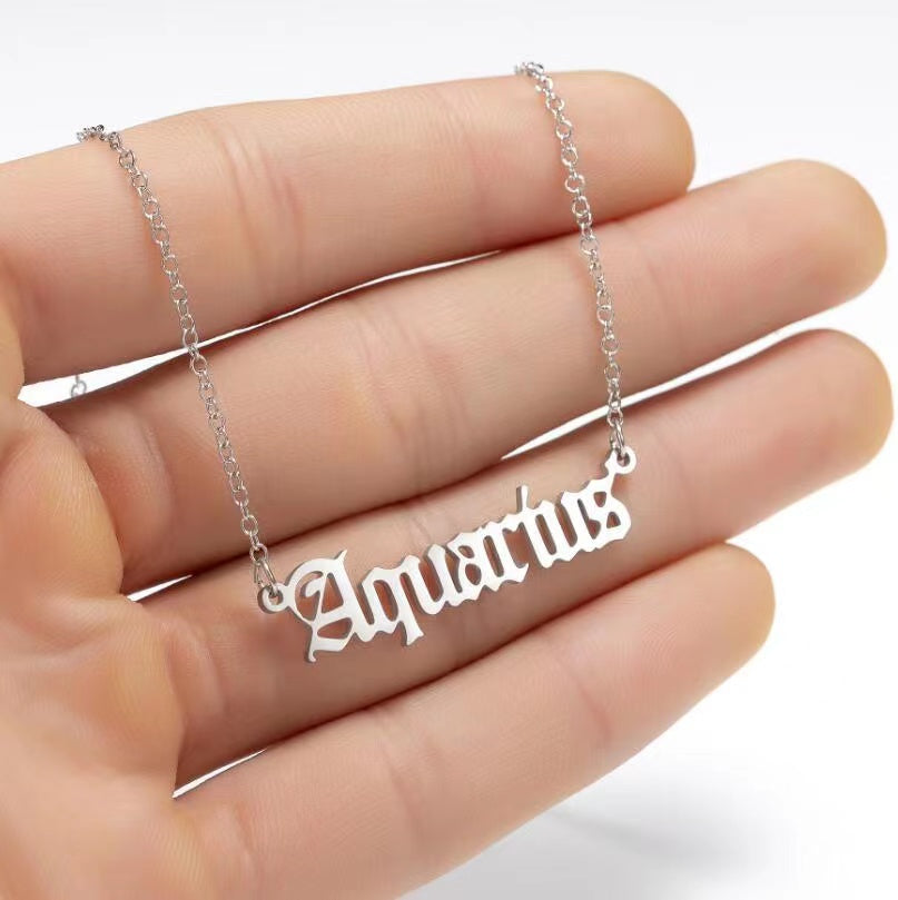 Alphabet Constellation Necklace Necklace Claire & Clara Silver Aquarius 