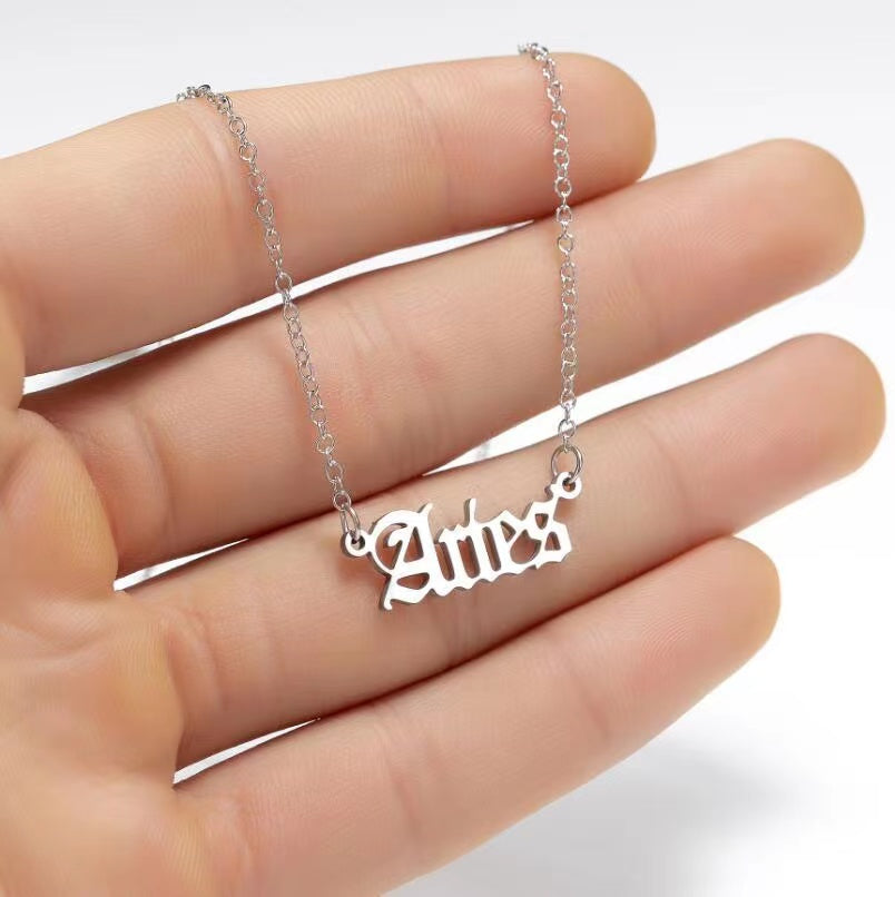 Alphabet Constellation Necklace Necklace Claire & Clara Silver Aries 