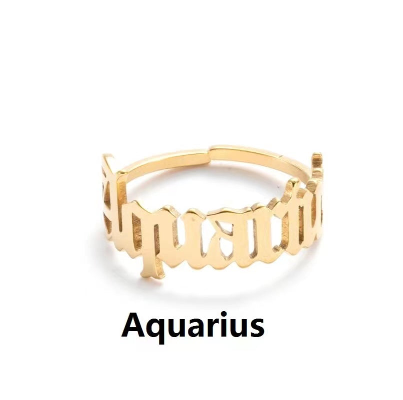 Alphabet Constellation Opening Ring Ring Claire & Clara Gold Aquarius 