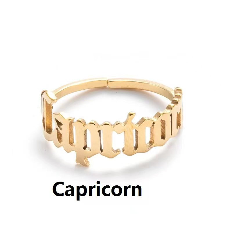 Alphabet Constellation Opening Ring Ring Claire & Clara Gold Capricorn 