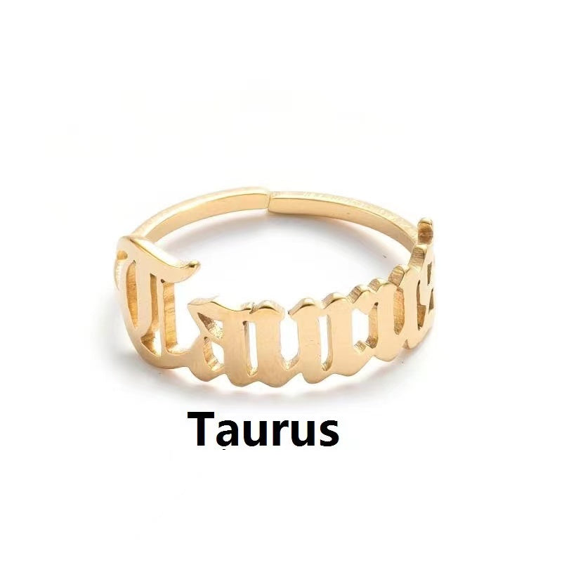 Alphabet Constellation Opening Ring Ring Claire & Clara Gold Taurus 