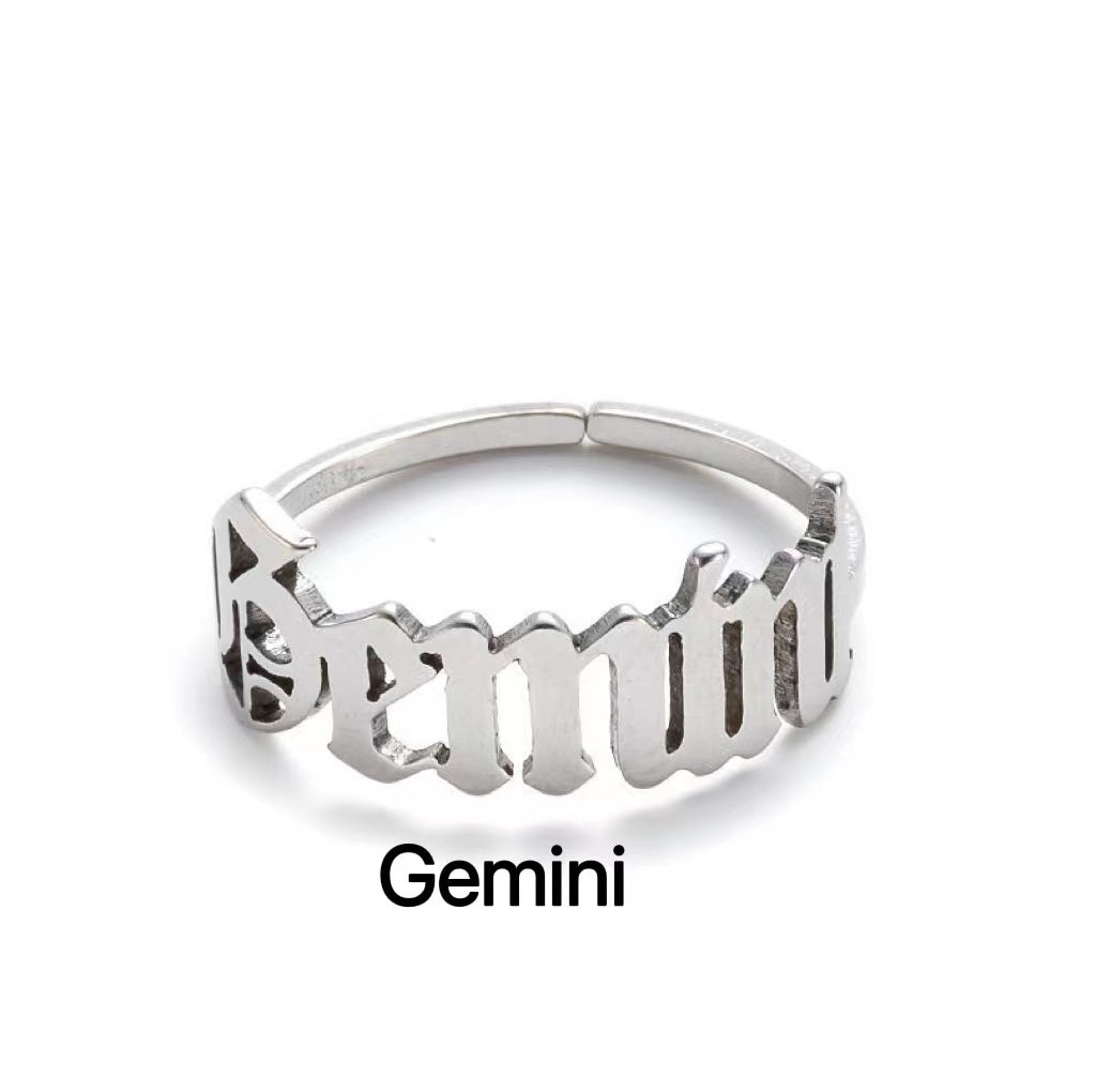 Alphabet Constellation Opening Ring Ring Claire & Clara Silver Gemini 