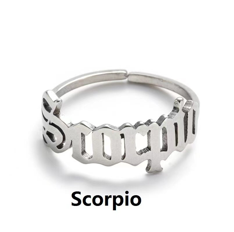 Alphabet Constellation Opening Ring Ring Claire & Clara Silver Scorpio 