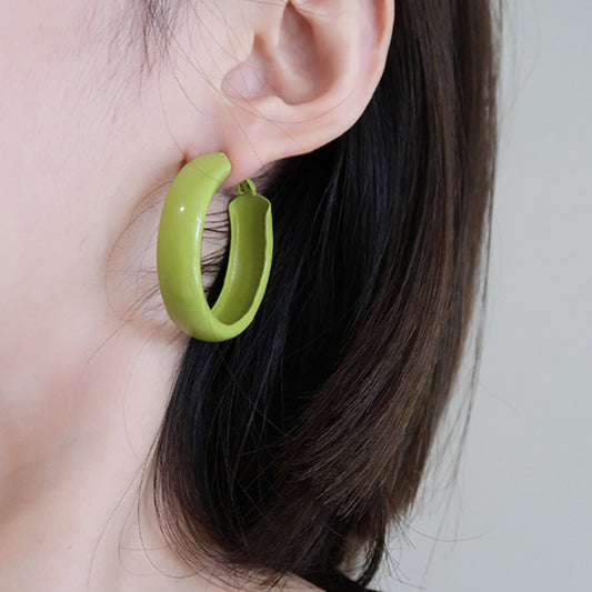 Avocado Green Circle Minimalist Earrings Earrings Claire & Clara 