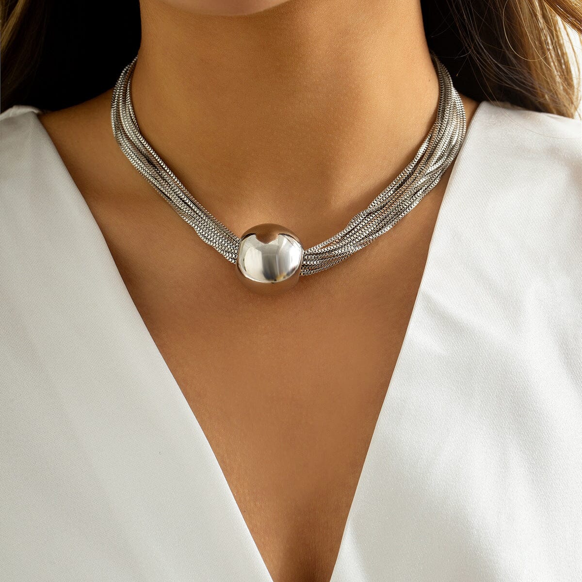 Ball Metal Multi-Layer Chain Necklace Necklace Claire & Clara 