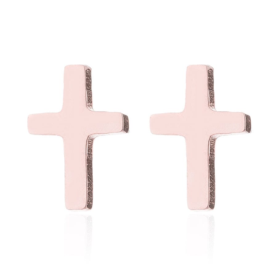 Basic Cross Stud Earrings Earrings Claire & Clara Rose Gold 