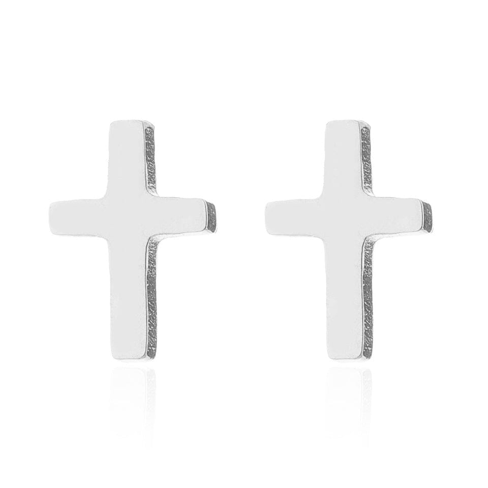 Basic Cross Stud Earrings Earrings Claire & Clara Silver 