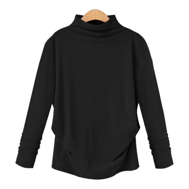 Basic Mock Neck Solid Color Top Top Claire & Clara Black S 