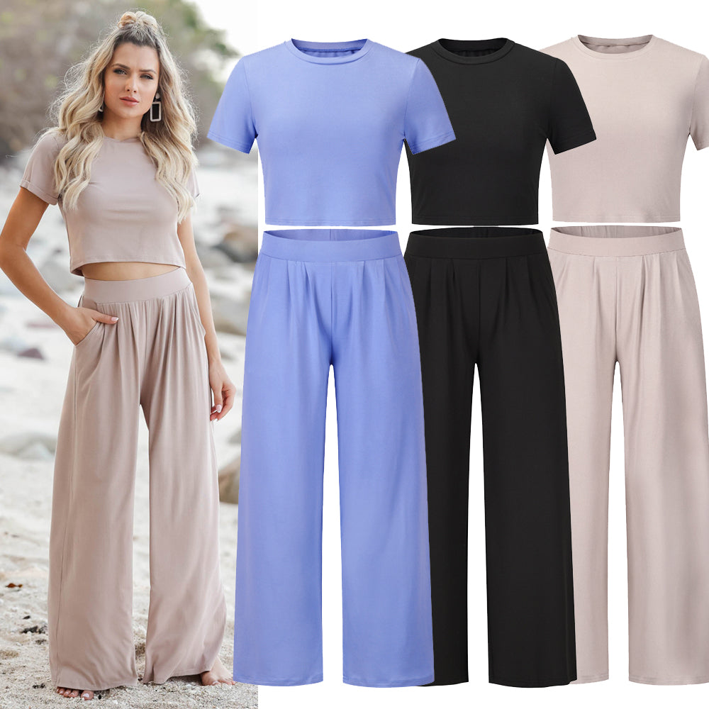 Blake Casual Wide Leg Long Pants Two Piece Outfit Outfit Sets Claire & Clara 