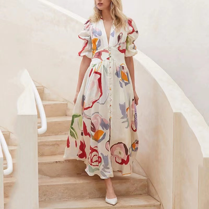 Blooming Flower Chiffon Maxi Dress Dresses Claire & Clara S 