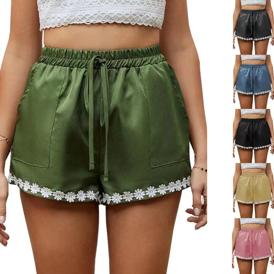 Bottom Flowers Casual Lace-Up Shorts Bottoms Claire & Clara 