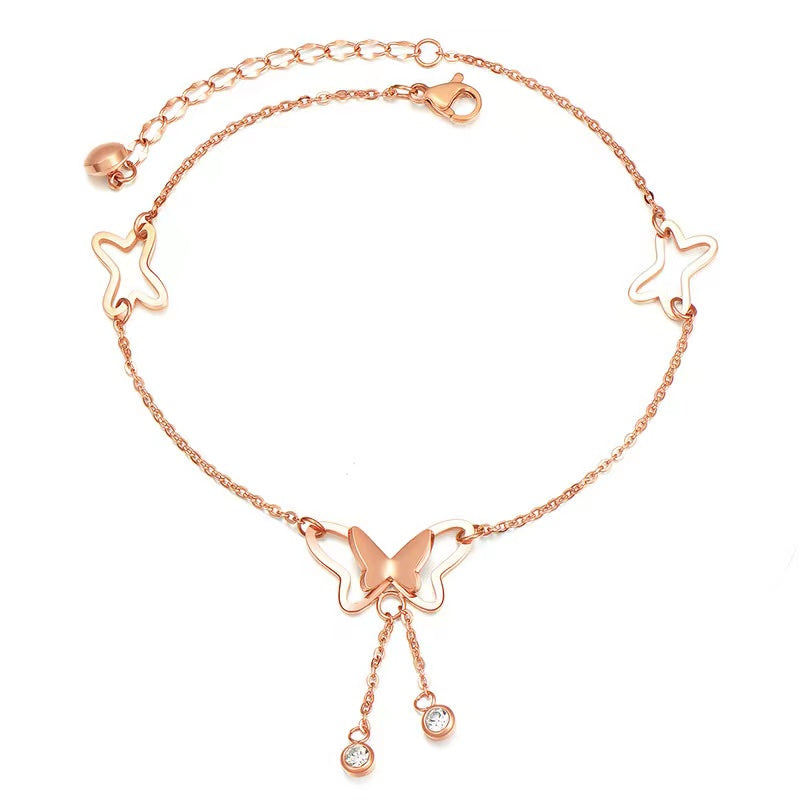 Butterfly Summer Tassel Rhinestone Anklet Anklet Claire & Clara 