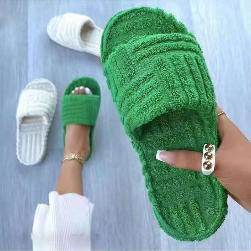 Candy Color Winter Plush Slippers Shoes Claire & Clara Green US 5 