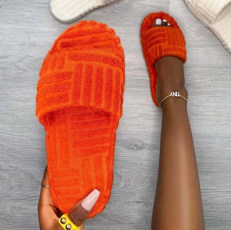 Candy Color Winter Plush Slippers Shoes Claire & Clara Orange US 5 