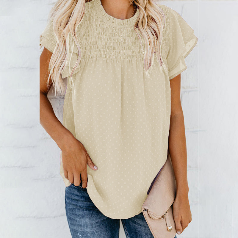 Chiffon Swiss Dot Round Neck Blouse Claire & Clara 