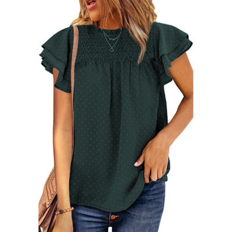 Chiffon Swiss Dot Round Neck Blouse Claire & Clara 