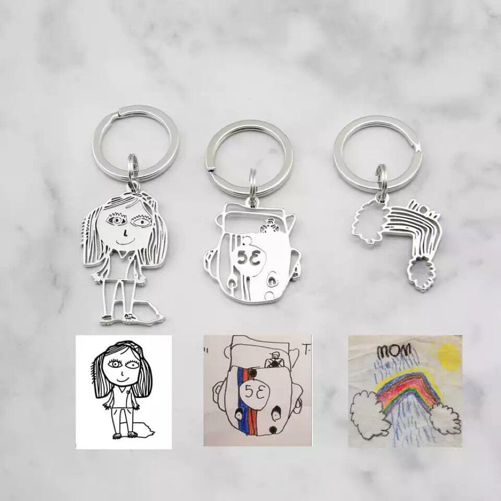 Children's Drawing Customized Keychain & Necklace Necklace Claire & Clara 