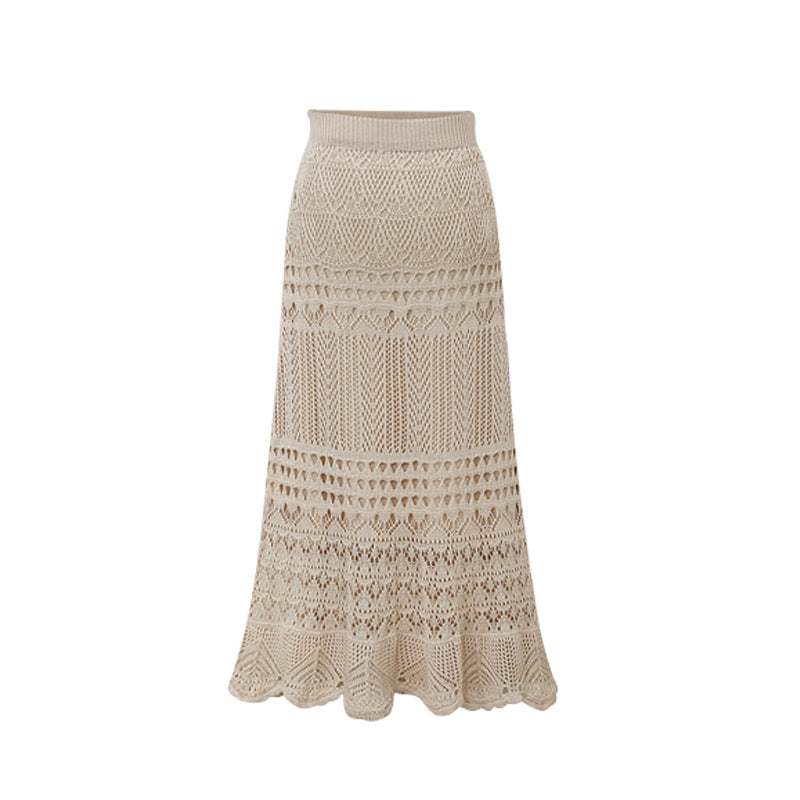 Chloe Plus Size Fishtail Crochet Hollow Skirt Long Skirts Claire & Clara Khaki M 