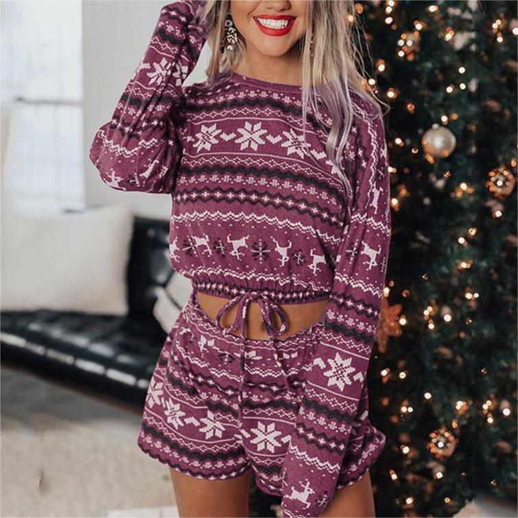 Christmas Pajamas Long Sleeve Short Set Set Claire & Clara 