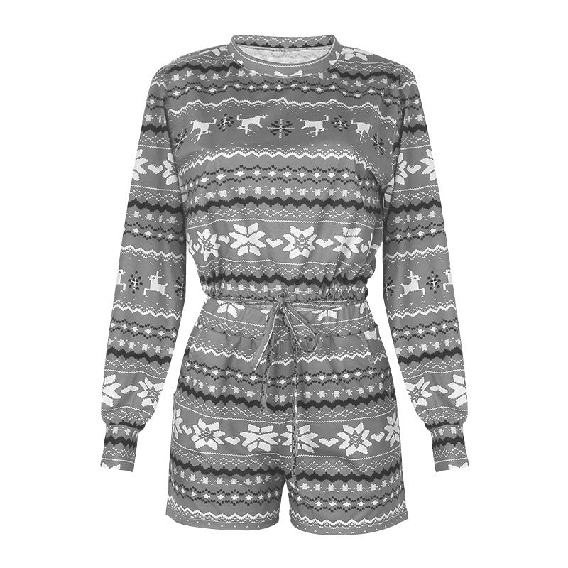 Christmas Pajamas Long Sleeve Short Set Set Claire & Clara Grey S 