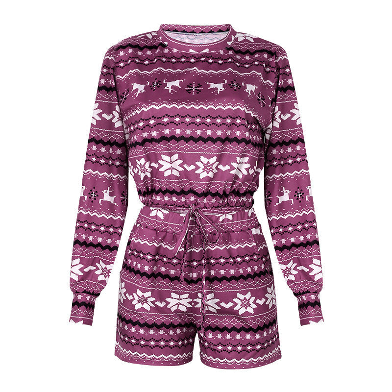 Christmas Pajamas Long Sleeve Short Set Set Claire & Clara Purple S 