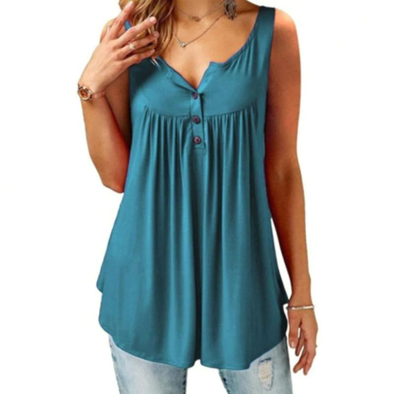 Comfy Loose Button Sleeveless Tank Top Top Claire & Clara Light Green S 