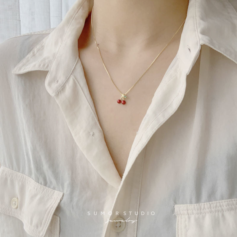 Cute Cherry Pendant Necklace Necklaces Claire & Clara 