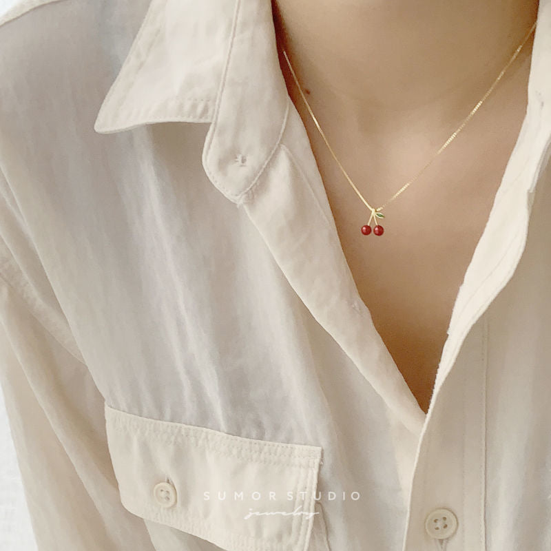 Cute Cherry Pendant Necklace Necklaces Claire & Clara 