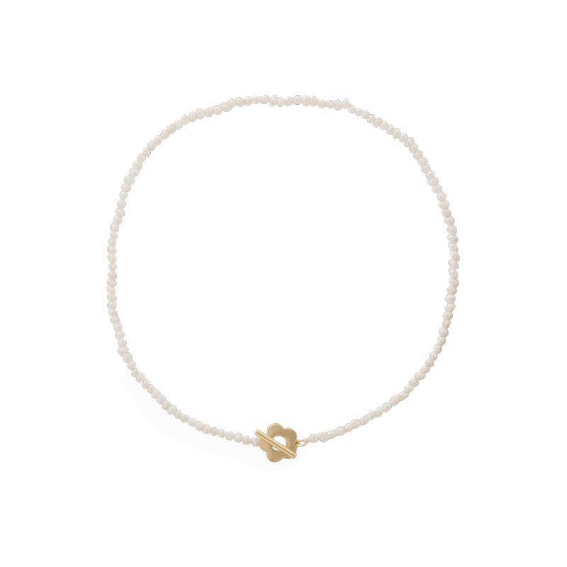 Dainty Flower Pearl Choker Necklace > pearl > pearl choker > pearl necklace > pearl jewellery > pearl choker necklace > pearl beads > white pearl necklace > flower necklace > freshwater pearl necklace > freshwater pearl > choker necklace > choker Claire & Clara 