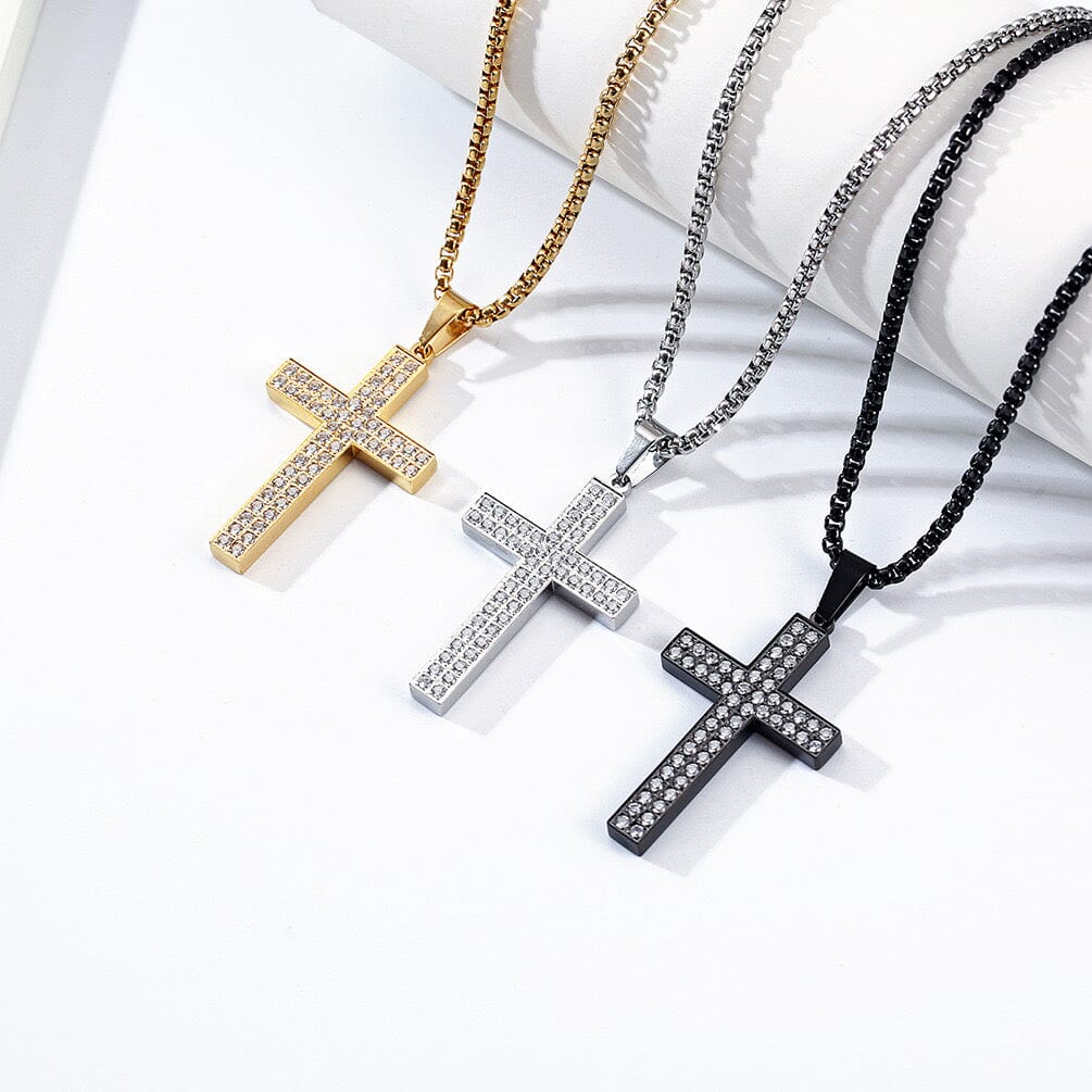 Diamond Encrusted Cross Necklace Necklace Claire & Clara 