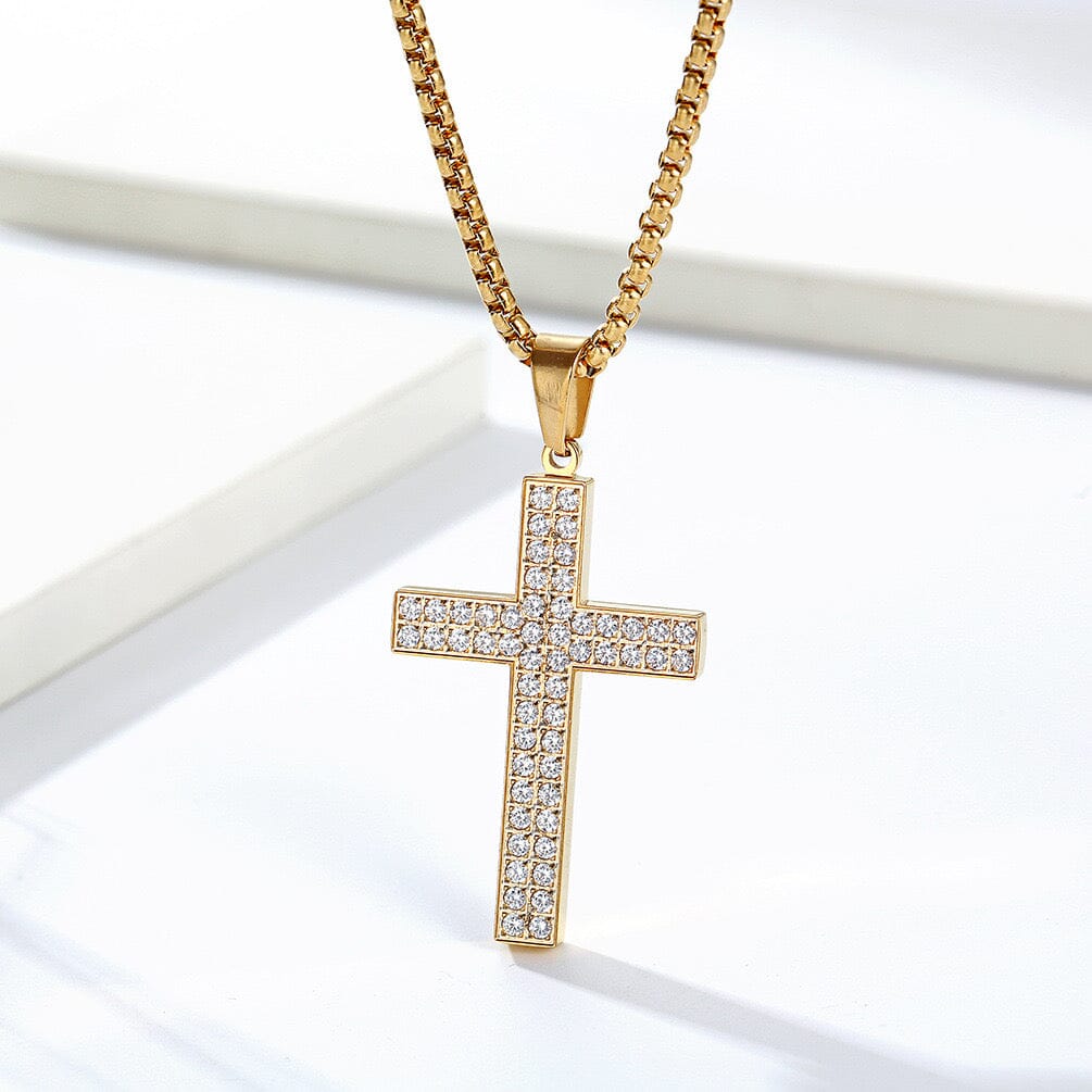 Diamond Encrusted Cross Necklace Necklace Claire & Clara 