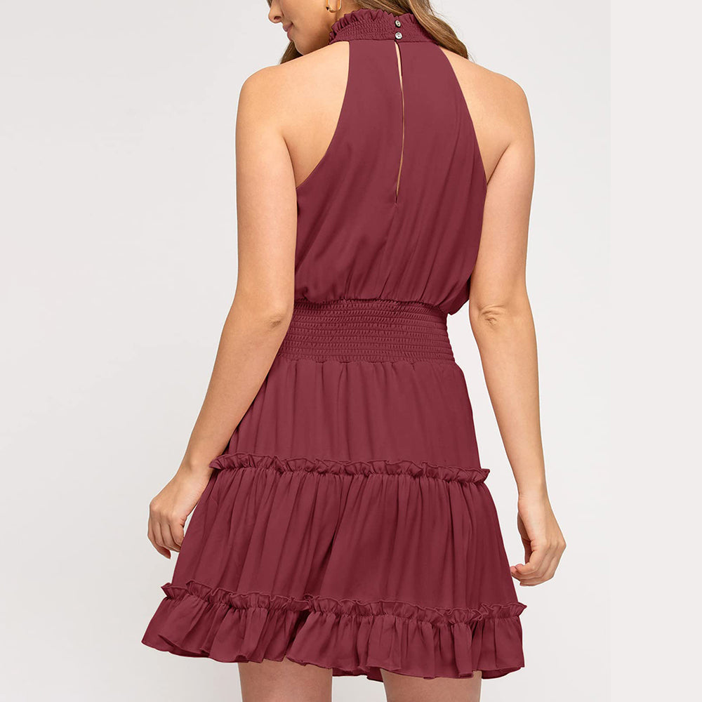 Elastic Waist Ruffled A Line Swing Mini Dress Dresses Claire & Clara 