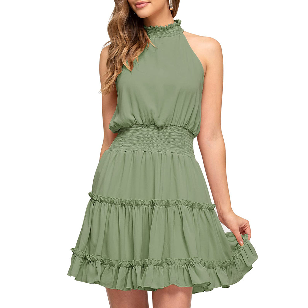 Elastic Waist Ruffled A Line Swing Mini Dress Dresses Claire & Clara 