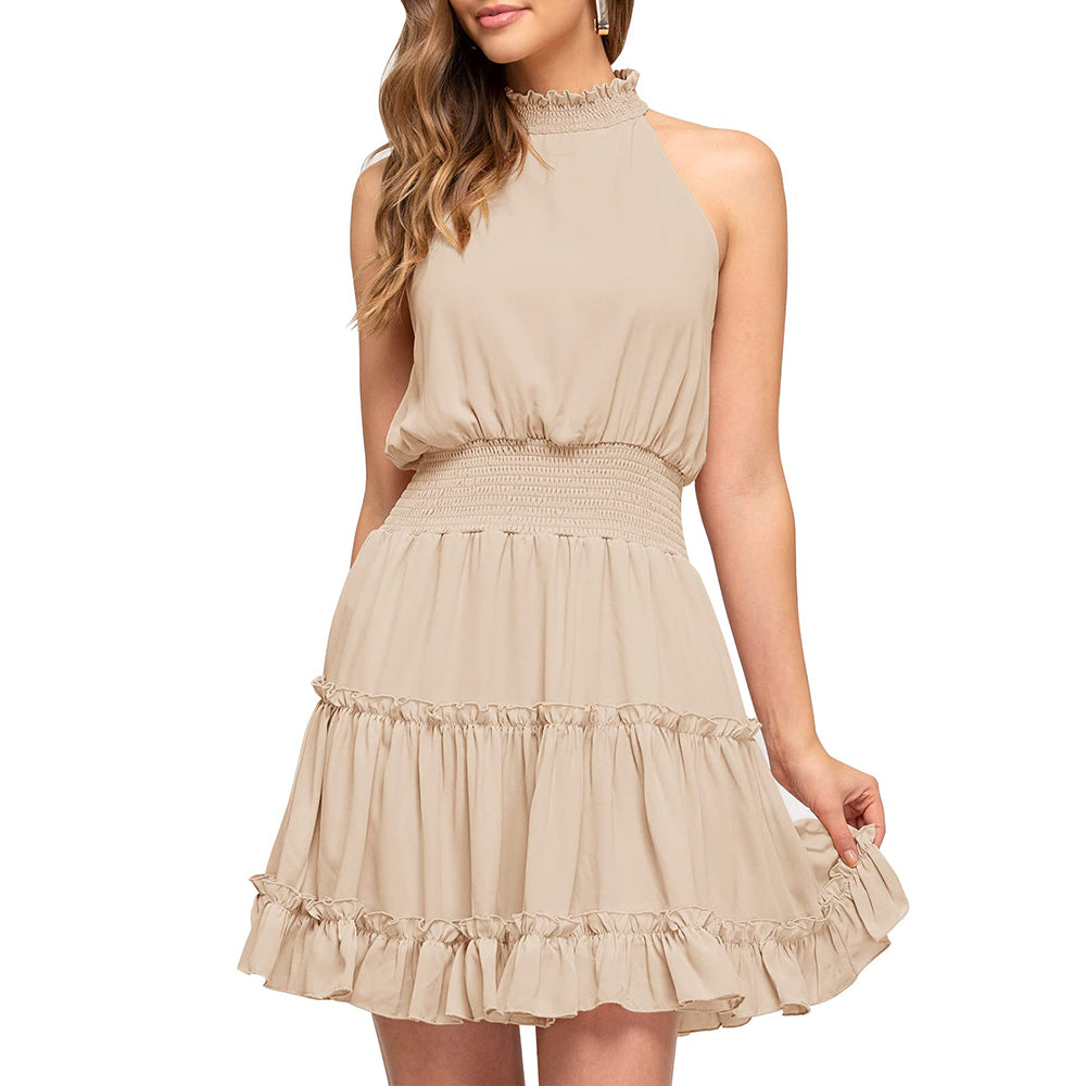 Elastic Waist Ruffled A Line Swing Mini Dress Dresses Claire & Clara 