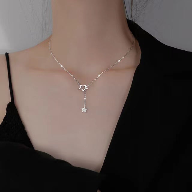 Emma Silver Shiny Stars Zirconia Necklace Necklace Claire & Clara 