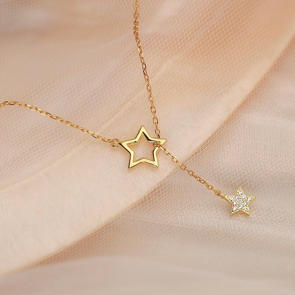 Emma Silver Shiny Stars Zirconia Necklace Necklace Claire & Clara Gold 