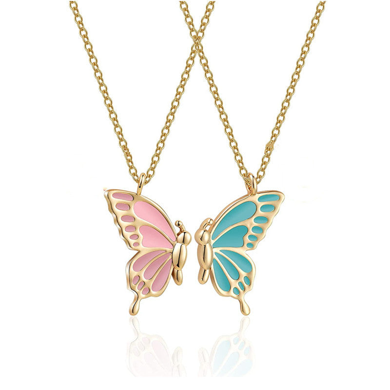 Enamel Butterfly Friendship Bestie Necklace Necklaces Claire & Clara 