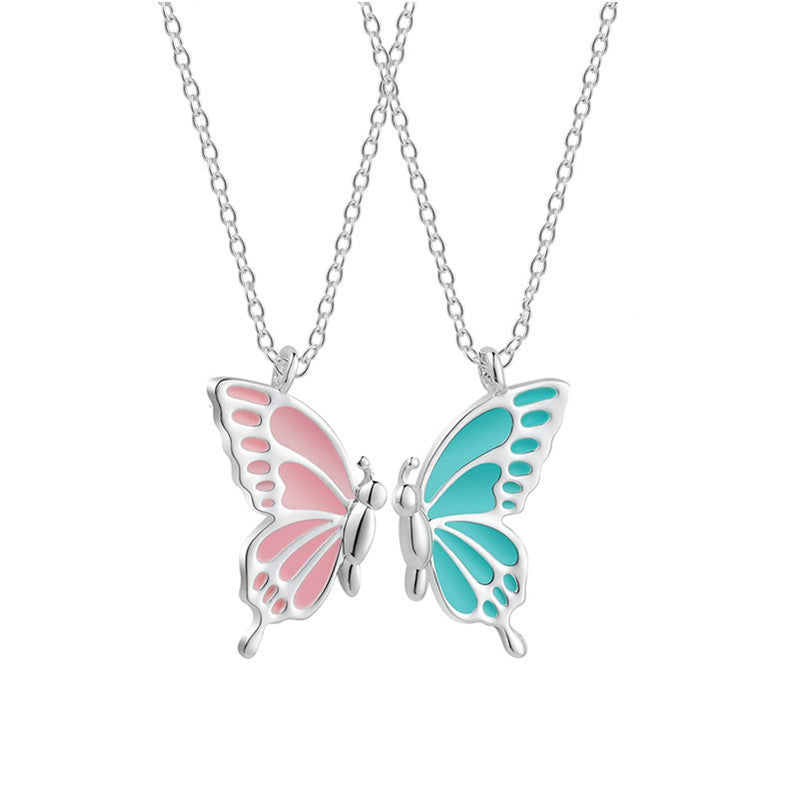 Enamel Butterfly Friendship Bestie Necklace Necklaces Claire & Clara 