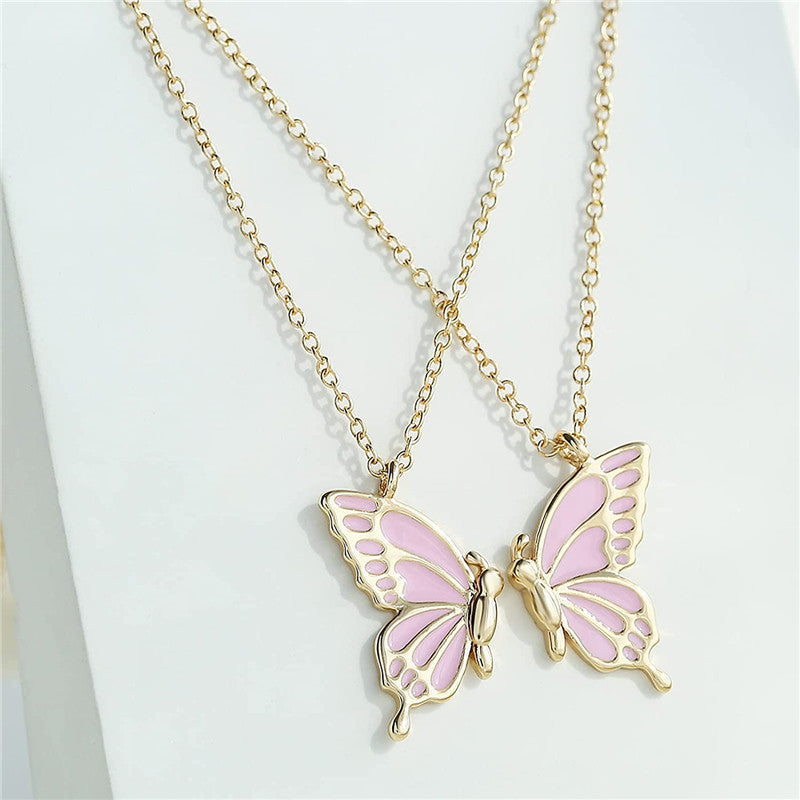 Enamel Butterfly Friendship Bestie Necklace Necklaces Claire & Clara 