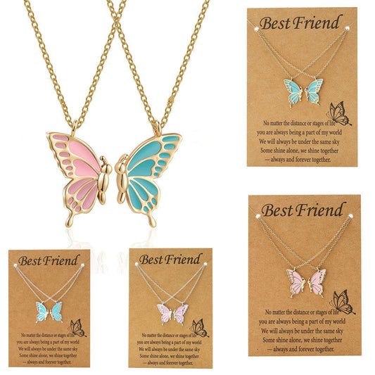 Enamel Butterfly Friendship Bestie Necklace Necklaces Claire & Clara 