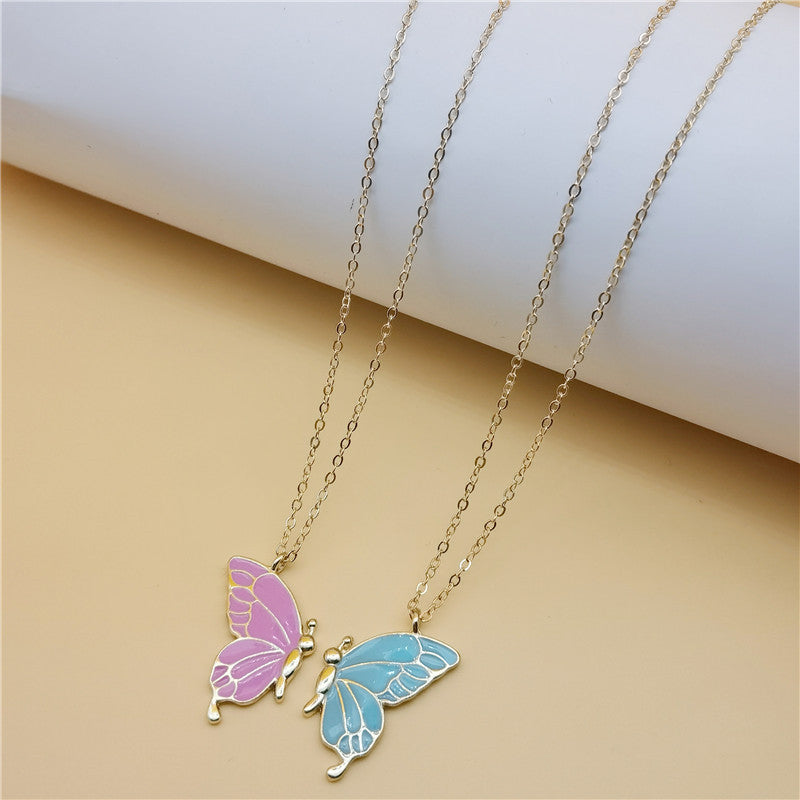 Enamel Butterfly Friendship Bestie Necklace Necklaces Claire & Clara 