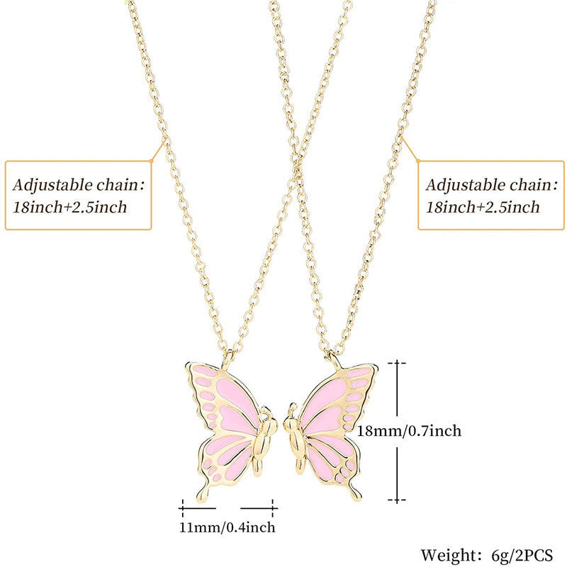 Enamel Butterfly Friendship Bestie Necklace Necklaces Claire & Clara 