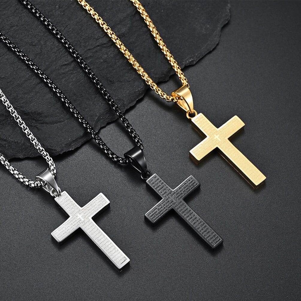 Engraved Prayer Cross Necklace Necklace Claire & Clara 