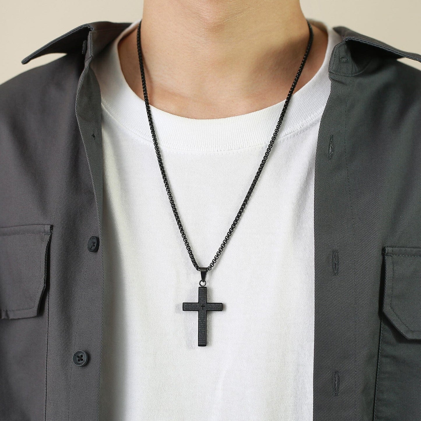 Engraved Prayer Cross Necklace Necklace Claire & Clara 