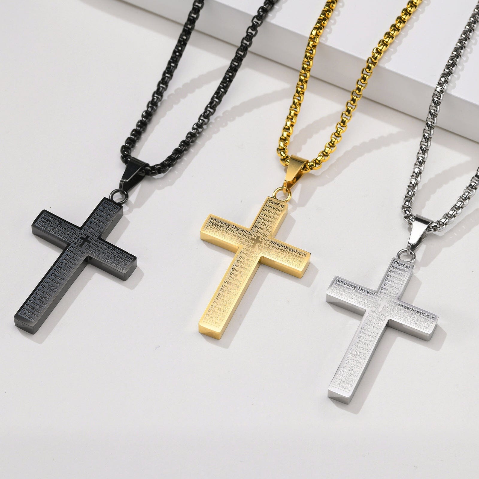 Engraved Prayer Cross Necklace Necklace Claire & Clara 