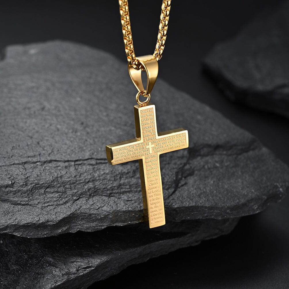 Engraved Prayer Cross Necklace Necklace Claire & Clara 