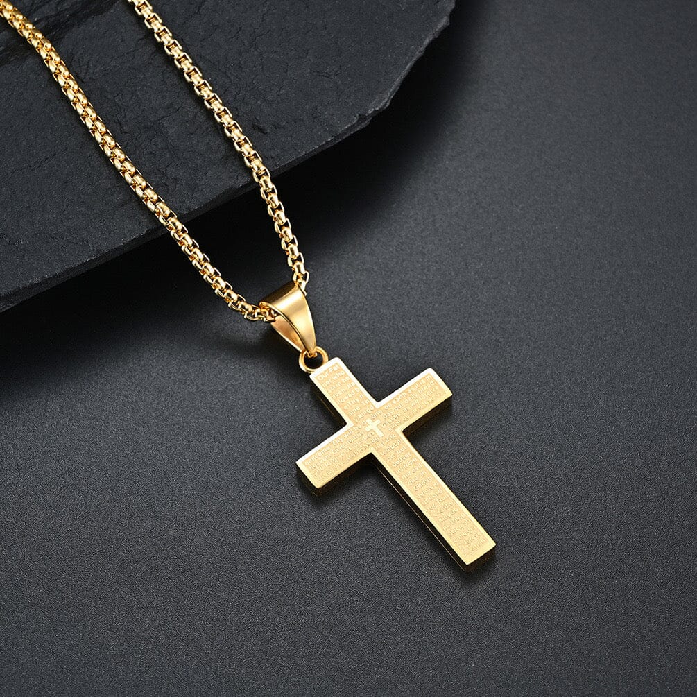 Engraved Prayer Cross Necklace Necklace Claire & Clara 